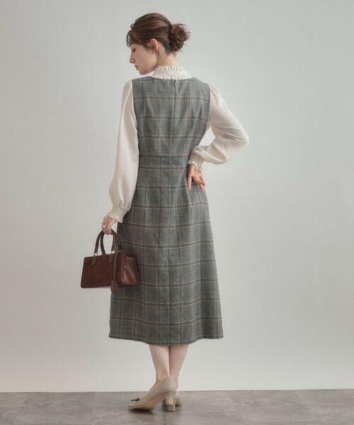 Couture Brooch / クチュールブローチ ロング・マキシ丈ワンピース | 【美シルエット・大人可愛い・通勤】TRチェックジャンスカ | 詳細2
