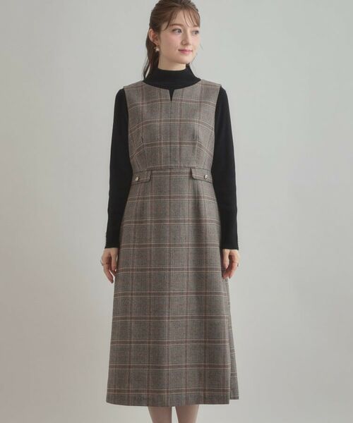 Couture Brooch / クチュールブローチ ロング・マキシ丈ワンピース | 【美シルエット・大人可愛い・通勤】TRチェックジャンスカ | 詳細27