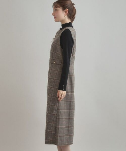 Couture Brooch / クチュールブローチ ロング・マキシ丈ワンピース | 【美シルエット・大人可愛い・通勤】TRチェックジャンスカ | 詳細28