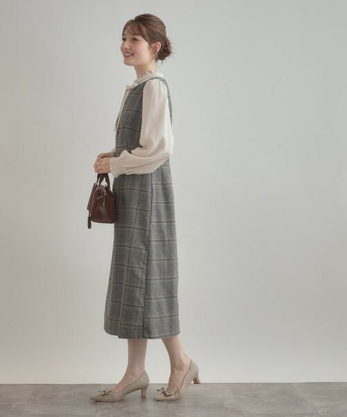 Couture Brooch / クチュールブローチ ロング・マキシ丈ワンピース | 【美シルエット・大人可愛い・通勤】TRチェックジャンスカ | 詳細6