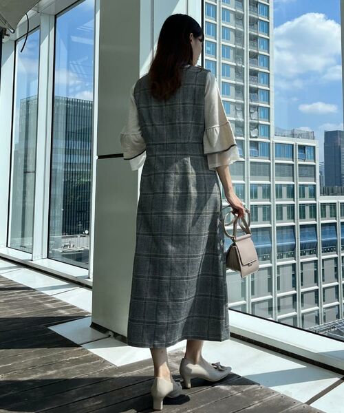 Couture Brooch / クチュールブローチ ロング・マキシ丈ワンピース | 【美シルエット・大人可愛い・通勤】TRチェックジャンスカ | 詳細9