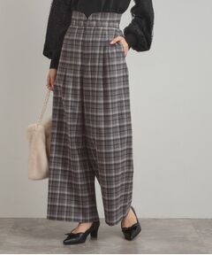 Couture Brooch / クチュールブローチ パンツ | 【大人可愛い】起毛先染めチェック柄 スカラウエスト ワイドパンツ