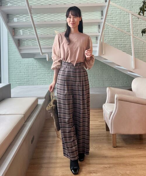 Couture Brooch / クチュールブローチ パンツ | 【大人可愛い】起毛先染めチェック柄 スカラウエスト ワイドパンツ | 詳細21