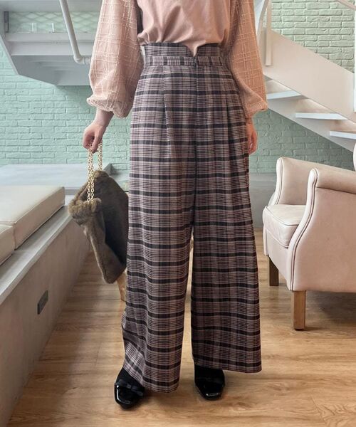 Couture Brooch / クチュールブローチ パンツ | 【大人可愛い】起毛先染めチェック柄 スカラウエスト ワイドパンツ | 詳細23