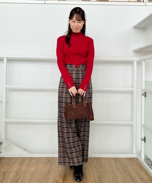 Couture Brooch / クチュールブローチ パンツ | 【大人可愛い】起毛先染めチェック柄 スカラウエスト ワイドパンツ | 詳細24