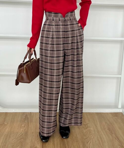 Couture Brooch / クチュールブローチ パンツ | 【大人可愛い】起毛先染めチェック柄 スカラウエスト ワイドパンツ | 詳細26