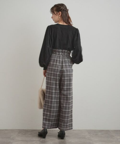 Couture Brooch / クチュールブローチ パンツ | 【大人可愛い】起毛先染めチェック柄 スカラウエスト ワイドパンツ | 詳細3