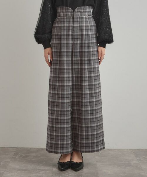 Couture Brooch / クチュールブローチ パンツ | 【大人可愛い】起毛先染めチェック柄 スカラウエスト ワイドパンツ | 詳細30