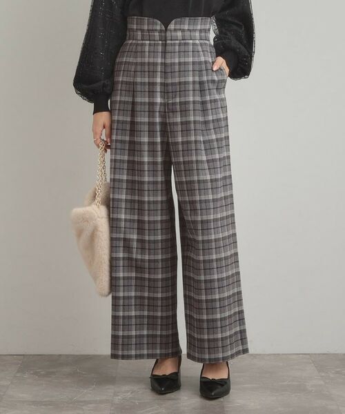 Couture Brooch / クチュールブローチ パンツ | 【大人可愛い】起毛先染めチェック柄 スカラウエスト ワイドパンツ | 詳細4