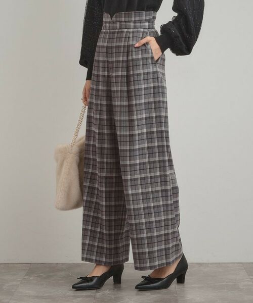 Couture Brooch / クチュールブローチ パンツ | 【大人可愛い】起毛先染めチェック柄 スカラウエスト ワイドパンツ | 詳細5