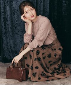 Couture Brooch / クチュールブローチ スカート | 【美シルエット・通勤】フロッキーフラワープリントスカート