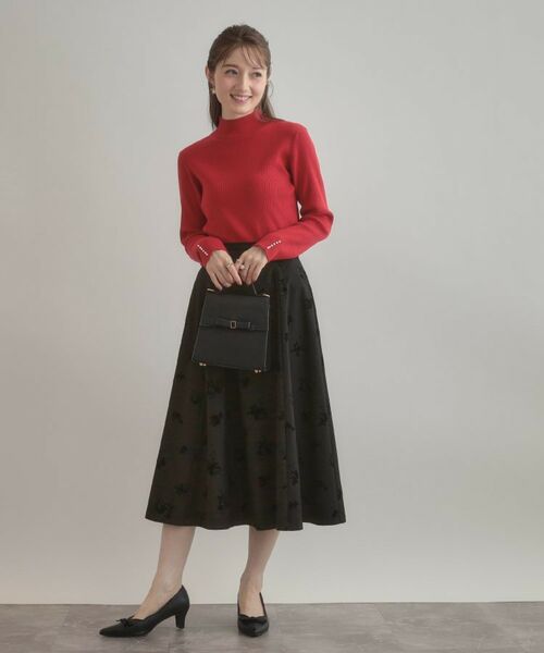 Couture Brooch / クチュールブローチ スカート | 【美シルエット・通勤】フロッキーフラワープリントスカート | 詳細1