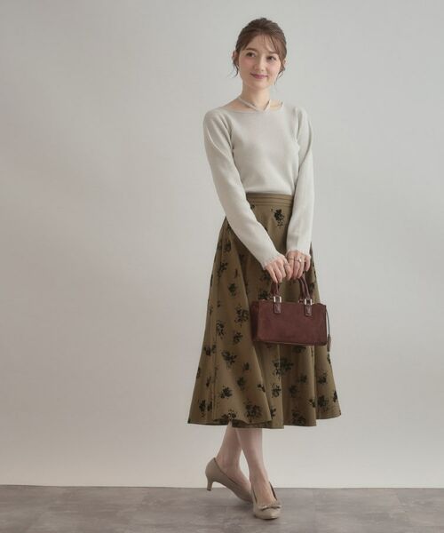 Couture Brooch / クチュールブローチ スカート | 【美シルエット・通勤】フロッキーフラワープリントスカート | 詳細11
