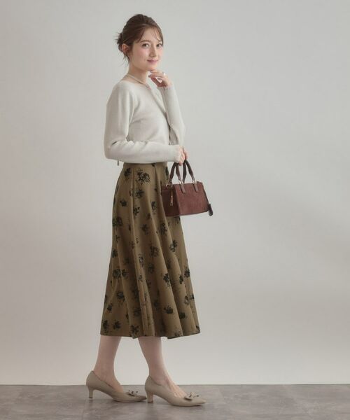Couture Brooch / クチュールブローチ スカート | 【美シルエット・通勤】フロッキーフラワープリントスカート | 詳細12