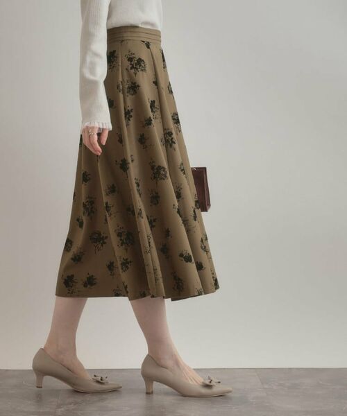 Couture Brooch / クチュールブローチ スカート | 【美シルエット・通勤】フロッキーフラワープリントスカート | 詳細15
