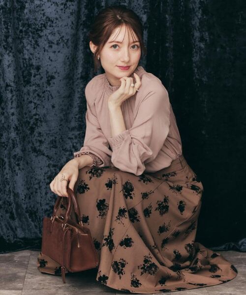 Couture Brooch / クチュールブローチ スカート | 【美シルエット・通勤】フロッキーフラワープリントスカート | 詳細18