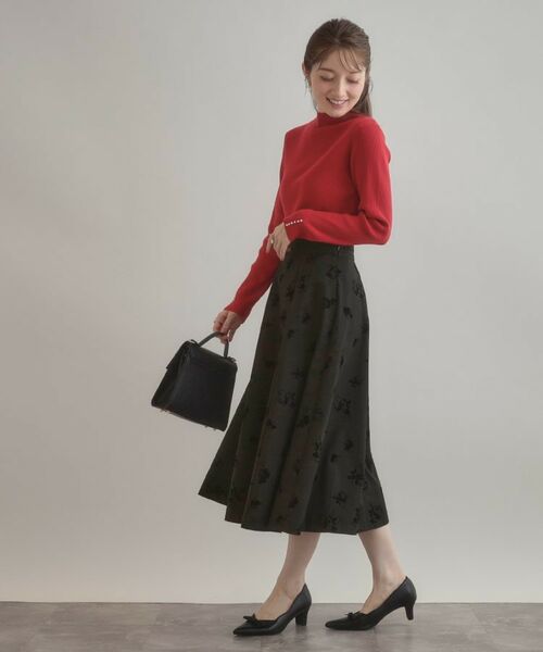 Couture Brooch / クチュールブローチ スカート | 【美シルエット・通勤】フロッキーフラワープリントスカート | 詳細2