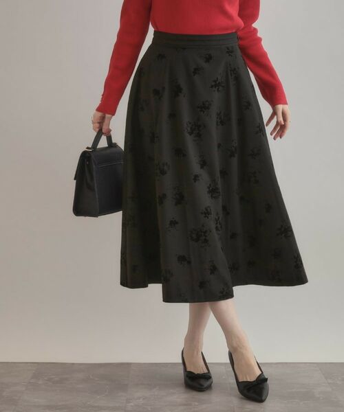 Couture Brooch / クチュールブローチ スカート | 【美シルエット・通勤】フロッキーフラワープリントスカート | 詳細4