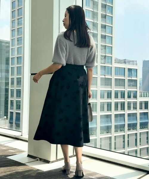 Couture Brooch / クチュールブローチ スカート | 【美シルエット・通勤】フロッキーフラワープリントスカート | 詳細9