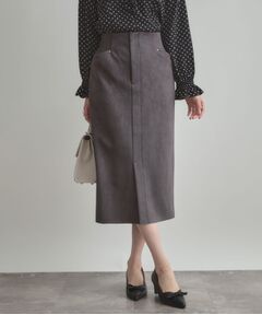 Couture Brooch / クチュールブローチ ロング・マキシ丈スカート | 【洗える・ストレッチ・通勤】スエード調ダンボールIラインスカート