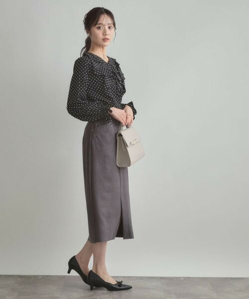 Couture Brooch / クチュールブローチ ロング・マキシ丈スカート | 【洗える・ストレッチ・通勤】スエード調ダンボールIラインスカート | 詳細12