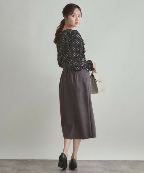 Couture Brooch / クチュールブローチ ロング・マキシ丈スカート | 【洗える・ストレッチ・通勤】スエード調ダンボールIラインスカート | 詳細13