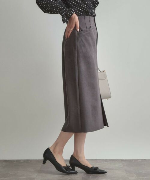 Couture Brooch / クチュールブローチ ロング・マキシ丈スカート | 【洗える・ストレッチ・通勤】スエード調ダンボールIラインスカート | 詳細15