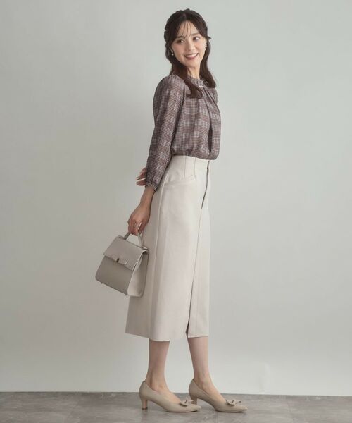 Couture Brooch / クチュールブローチ ロング・マキシ丈スカート | 【洗える・ストレッチ・通勤】スエード調ダンボールIラインスカート | 詳細2