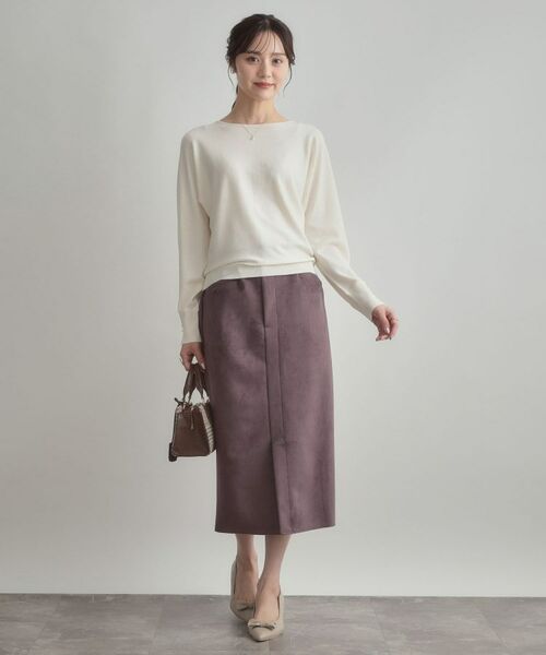 Couture Brooch / クチュールブローチ ロング・マキシ丈スカート | 【洗える・ストレッチ・通勤】スエード調ダンボールIラインスカート | 詳細21