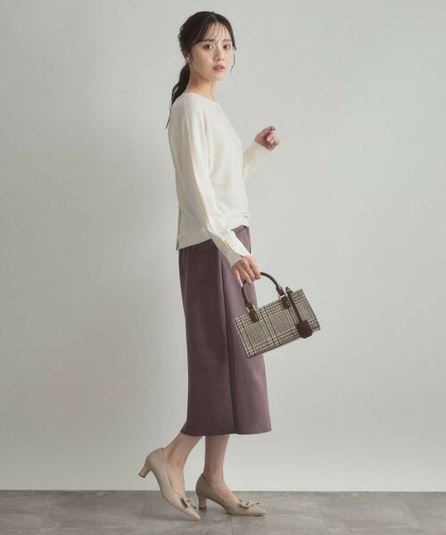 Couture Brooch / クチュールブローチ ロング・マキシ丈スカート | 【洗える・ストレッチ・通勤】スエード調ダンボールIラインスカート | 詳細22