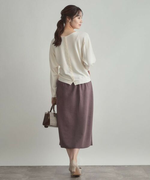 Couture Brooch / クチュールブローチ ロング・マキシ丈スカート | 【洗える・ストレッチ・通勤】スエード調ダンボールIラインスカート | 詳細23