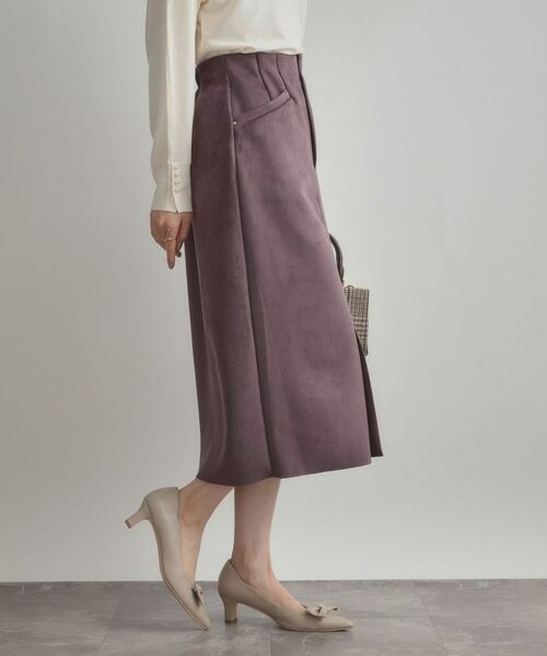 Couture Brooch / クチュールブローチ ロング・マキシ丈スカート | 【洗える・ストレッチ・通勤】スエード調ダンボールIラインスカート | 詳細25