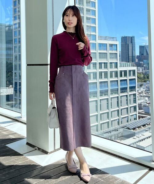 Couture Brooch / クチュールブローチ ロング・マキシ丈スカート | 【洗える・ストレッチ・通勤】スエード調ダンボールIラインスカート | 詳細27