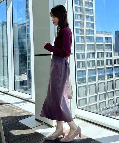 Couture Brooch / クチュールブローチ ロング・マキシ丈スカート | 【洗える・ストレッチ・通勤】スエード調ダンボールIラインスカート | 詳細28