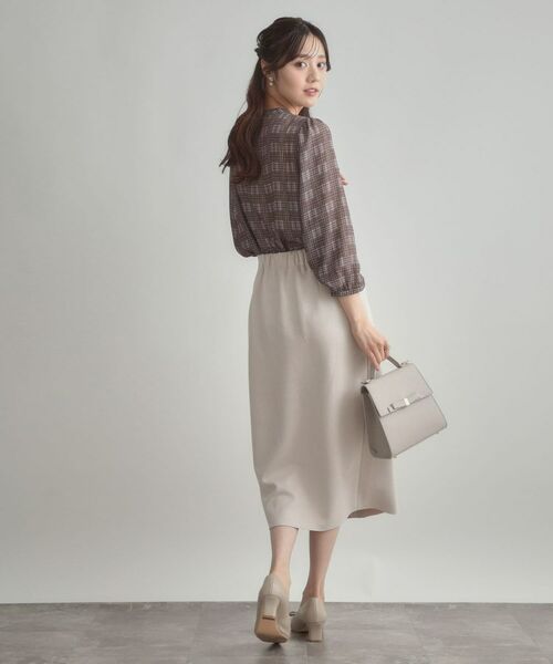 Couture Brooch / クチュールブローチ ロング・マキシ丈スカート | 【洗える・ストレッチ・通勤】スエード調ダンボールIラインスカート | 詳細3