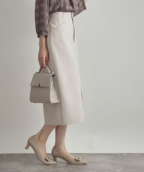 Couture Brooch / クチュールブローチ ロング・マキシ丈スカート | 【洗える・ストレッチ・通勤】スエード調ダンボールIラインスカート | 詳細5