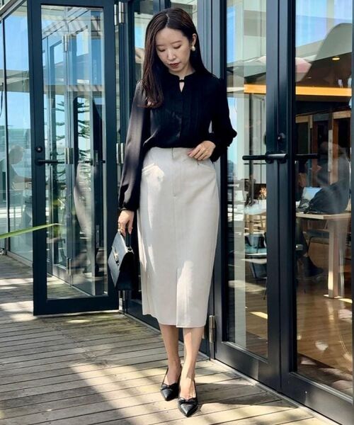 Couture Brooch / クチュールブローチ ロング・マキシ丈スカート | 【洗える・ストレッチ・通勤】スエード調ダンボールIラインスカート | 詳細7