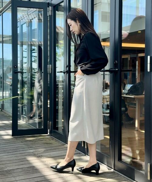 Couture Brooch / クチュールブローチ ロング・マキシ丈スカート | 【洗える・ストレッチ・通勤】スエード調ダンボールIラインスカート | 詳細8