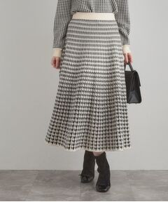 Couture Brooch / クチュールブローチ ロング・マキシ丈スカート | 【クラシカル・大人上品】千鳥ジャカードニットプリーツスカート