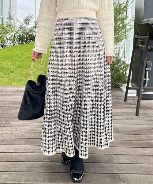 Couture Brooch / クチュールブローチ ロング・マキシ丈スカート | 【クラシカル・大人上品】千鳥ジャカードニットプリーツスカート | 詳細10