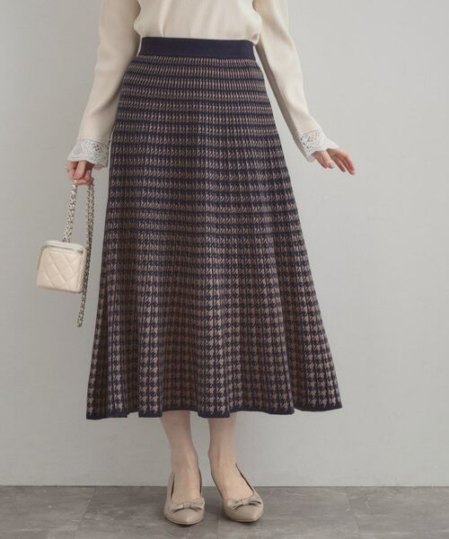 Couture Brooch / クチュールブローチ ロング・マキシ丈スカート | 【クラシカル・大人上品】千鳥ジャカードニットプリーツスカート | 詳細15