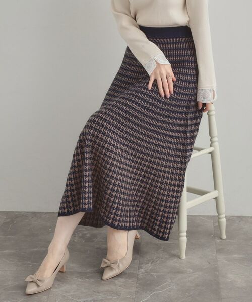 Couture Brooch / クチュールブローチ ロング・マキシ丈スカート | 【クラシカル・大人上品】千鳥ジャカードニットプリーツスカート | 詳細16