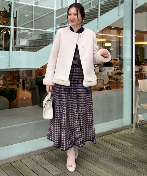 Couture Brooch / クチュールブローチ ロング・マキシ丈スカート | 【クラシカル・大人上品】千鳥ジャカードニットプリーツスカート | 詳細18