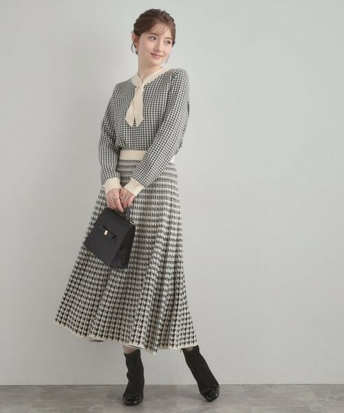 Couture Brooch / クチュールブローチ ロング・マキシ丈スカート | 【クラシカル・大人上品】千鳥ジャカードニットプリーツスカート | 詳細2