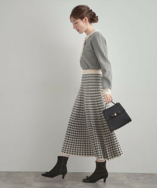 Couture Brooch / クチュールブローチ ロング・マキシ丈スカート | 【クラシカル・大人上品】千鳥ジャカードニットプリーツスカート | 詳細3