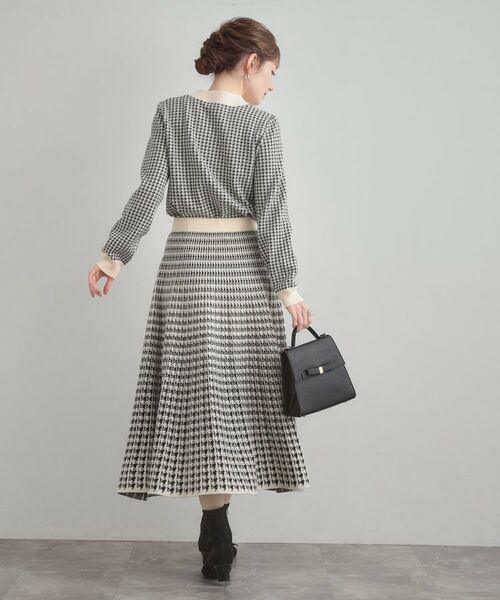 Couture Brooch / クチュールブローチ ロング・マキシ丈スカート | 【クラシカル・大人上品】千鳥ジャカードニットプリーツスカート | 詳細4