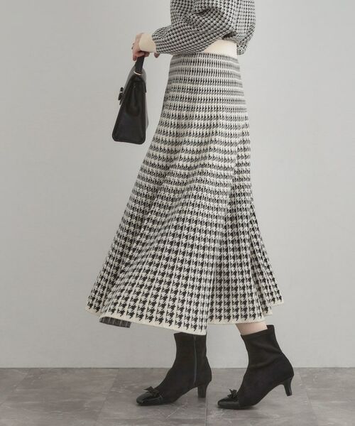 Couture Brooch / クチュールブローチ ロング・マキシ丈スカート | 【クラシカル・大人上品】千鳥ジャカードニットプリーツスカート | 詳細5