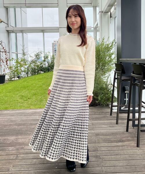 Couture Brooch / クチュールブローチ ロング・マキシ丈スカート | 【クラシカル・大人上品】千鳥ジャカードニットプリーツスカート | 詳細7