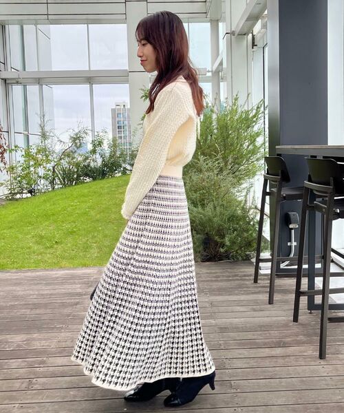 Couture Brooch / クチュールブローチ ロング・マキシ丈スカート | 【クラシカル・大人上品】千鳥ジャカードニットプリーツスカート | 詳細8