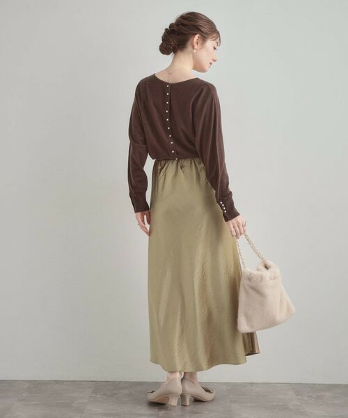 Couture Brooch / クチュールブローチ ロング・マキシ丈スカート | シルキーヘビーサテンスカート | 詳細13